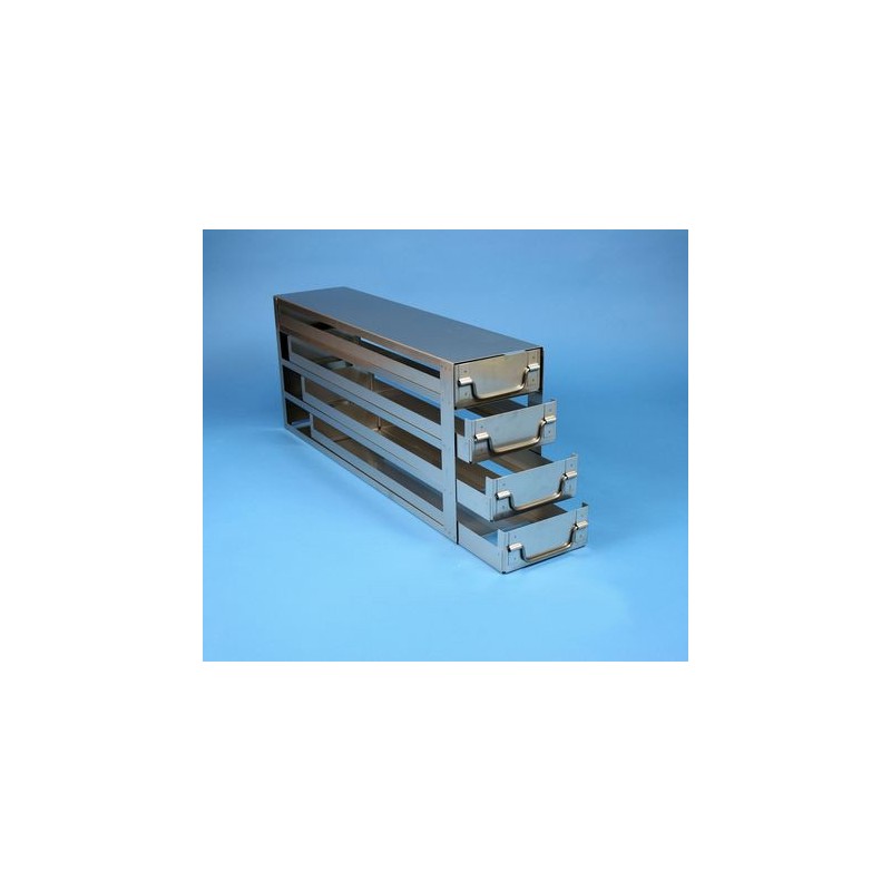 Rack a cassetti acciaio &#44 4 cassetti x 4 box microt/vial 2ml&#45Dim 145x565x231 (LxPxH)