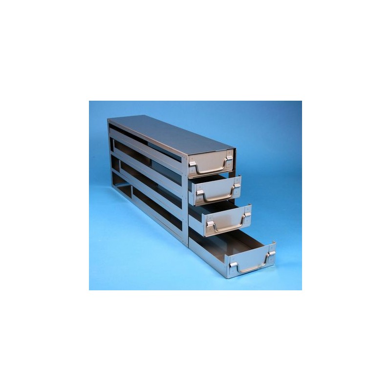 Rack a cassetti acciaio &#44 4 cassetti x 4 box microt/vial 2ml&#45Dim 145x565x231 (LxPxH)