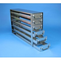 Rack a cassetti acciaio &#44 6 cassetti x 4 box microt/vial 2ml&#45Dim 145x565x346 (LxPxH)