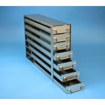 Rack a cassetti acciaio &#44 7 cassetti x 4 box microt/vial 2ml&#45Dim 145x580x428 (LxPxH)