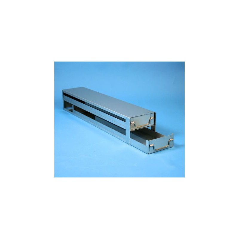 Rack a cassetti acciaio &#44 2 cassetti x 5 box microt/vial 2ml&#45Dim 145x701x116 (LxPxH)