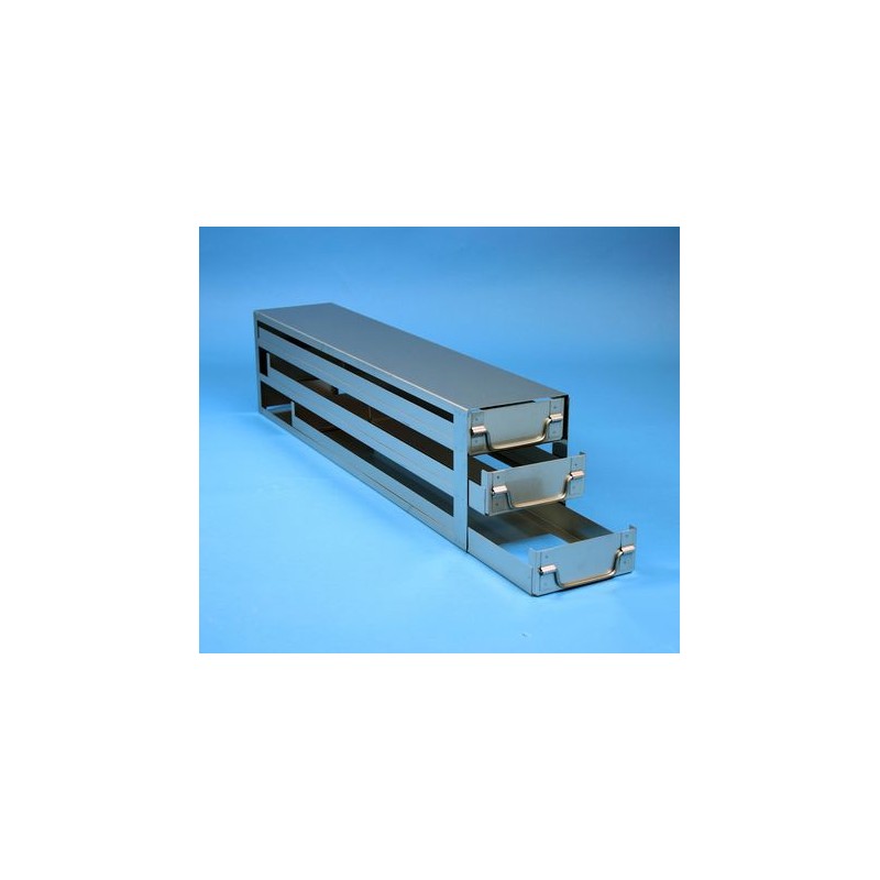Rack a cassetti acciaio &#44 3 cassetti x 5 box microt/vial 2ml&#44 &#45Dim 145x716x184 (LxPxH)