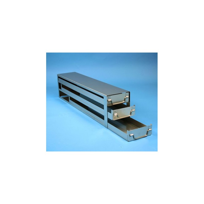 Rack a cassetti acciaio &#44 3 cassetti x 5 box microt/vial 2ml&#45Dim 145x716x184 (LxPxH)