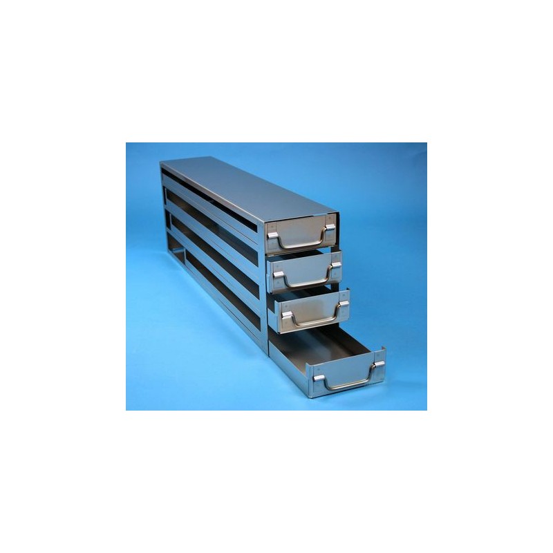 Rack a cassetti acciaio &#44 4 cassetti x 5 box microt/vial 2ml&#45Dim 145x716x245 (LxPxH)