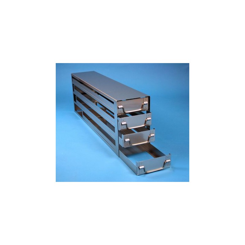 Rack a cassetti acciaio &#44 4 cassetti x 5 box microt/vial 2ml&#45Dim 145x701x231 (LxPxH)