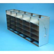 Rack orizzontale acciaio griglia 5x5 (orizz / vert) 25 box per microt/vial 2ml&#44 &#45Dim. 142x705x279mm