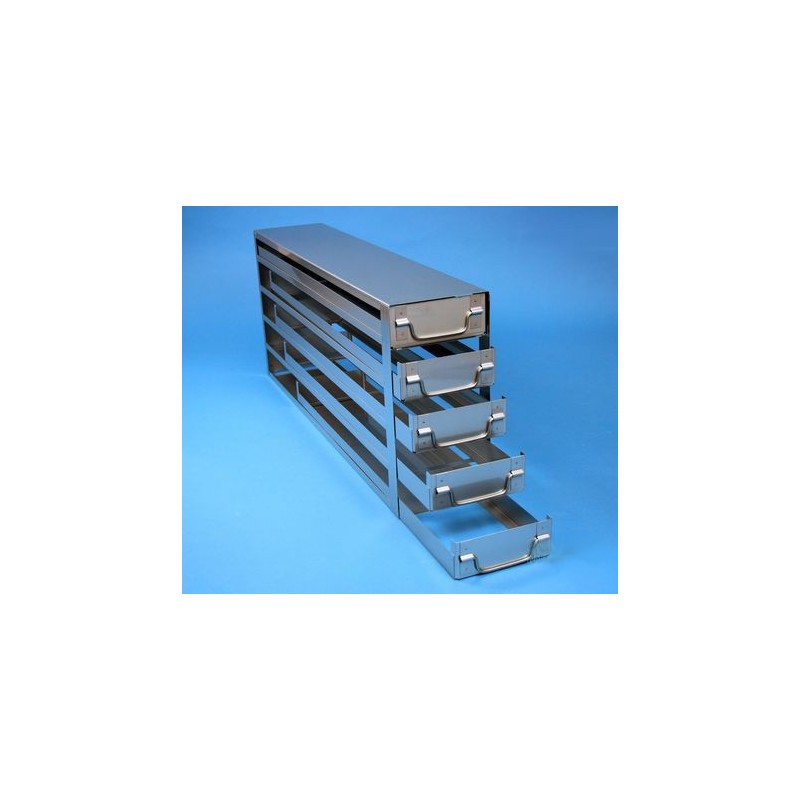 Rack a cassetti acciaio &#44 5 cassetti x 5 box microt/vial 2ml&#44 &#45Dim 145x716x306 (LxPxH)