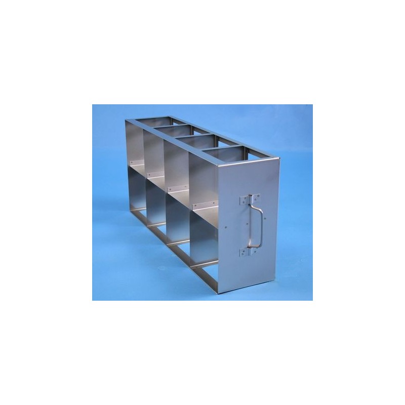 Rack orizzontale acciaio griglia 4x2 (orizz / vert) 8 box per provette tipo Falcon&#44 &#45Dim. 154x613x264mm