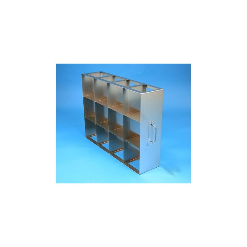 Rack orizzontale acciaio griglia 4x3 (orizz / vert) 12 box per provette tipo Falcon&#44 &#45Dim. 154x613x394mm