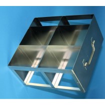 Rack orizzontale acciaio griglia 2x2 (orizz / vert) 4 box per provette tipo Falcon&#44 &#45Dim. 128x258x264mm