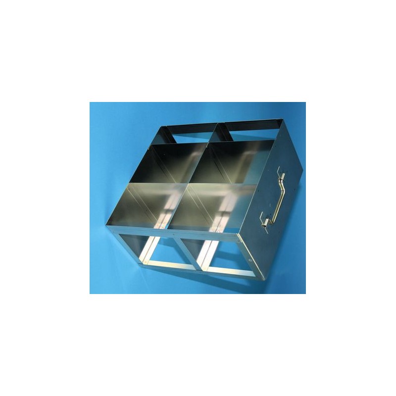 Rack orizzontale acciaio griglia 2x2 (orizz / vert) 4 box per provette tipo Falcon&#44 &#45Dim. 128x258x264mm