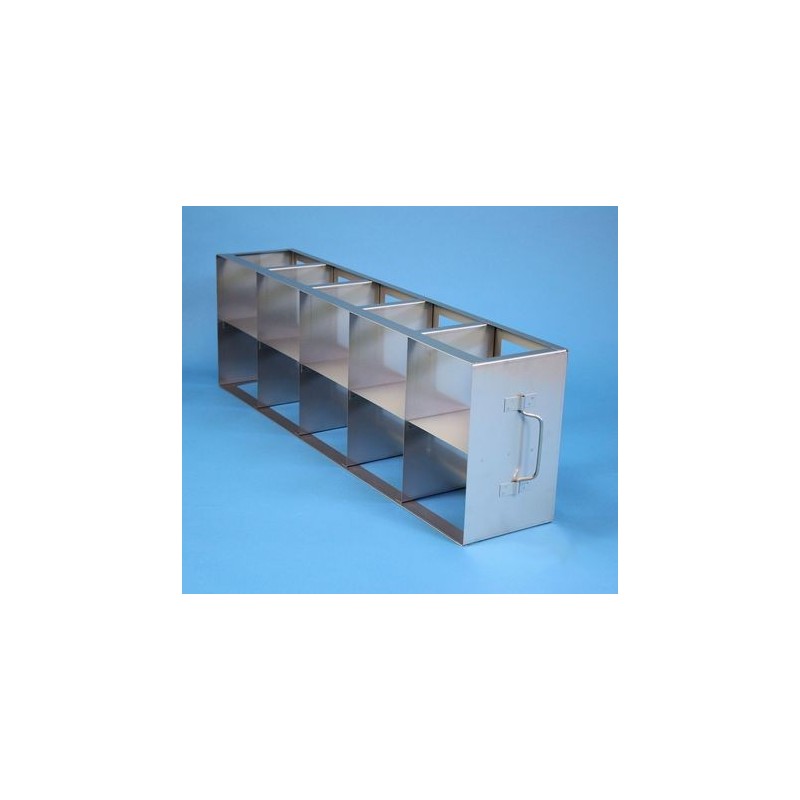 Rack orizzontale acciaio griglia 5x2 (orizz / vert) 10 box per provette tipo Falcon&#44 &#45Dim. 128x635x264mm