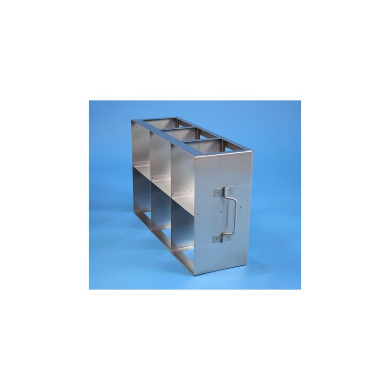 Rack orizzontale acciaio griglia 3x2 (orizz / vert) 6 box per provette tipo Falcon&#44 &#45Dim. 139x414x265mm