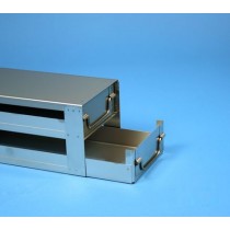 Rack a cassetti acciaio 2 cassetti x 2 box microt/vial 2ml&#45Dim 140x283x116 (LxPxH)
