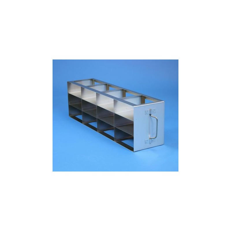 Rack orizzontale acciaio griglia 4x3 (orizz / vert) 12 box per microt/vial 2ml&#44 &#45Dim. 139x549x169mm