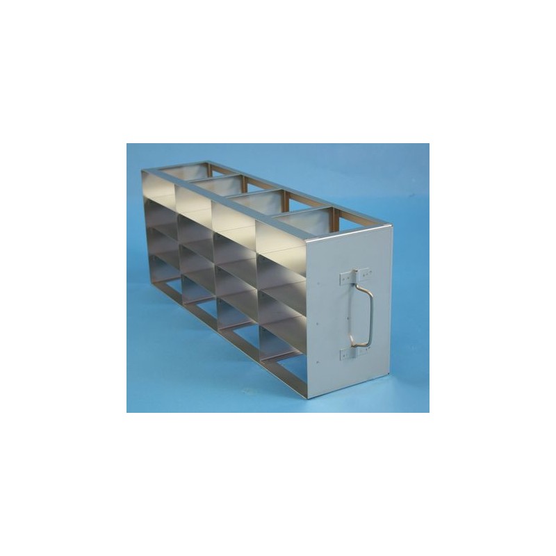 Rack orizzontale acciaio griglia 4x4 (orizz / vert) 16 box per microt/vial 2ml&#44 &#45Dim. 139x549x224mm