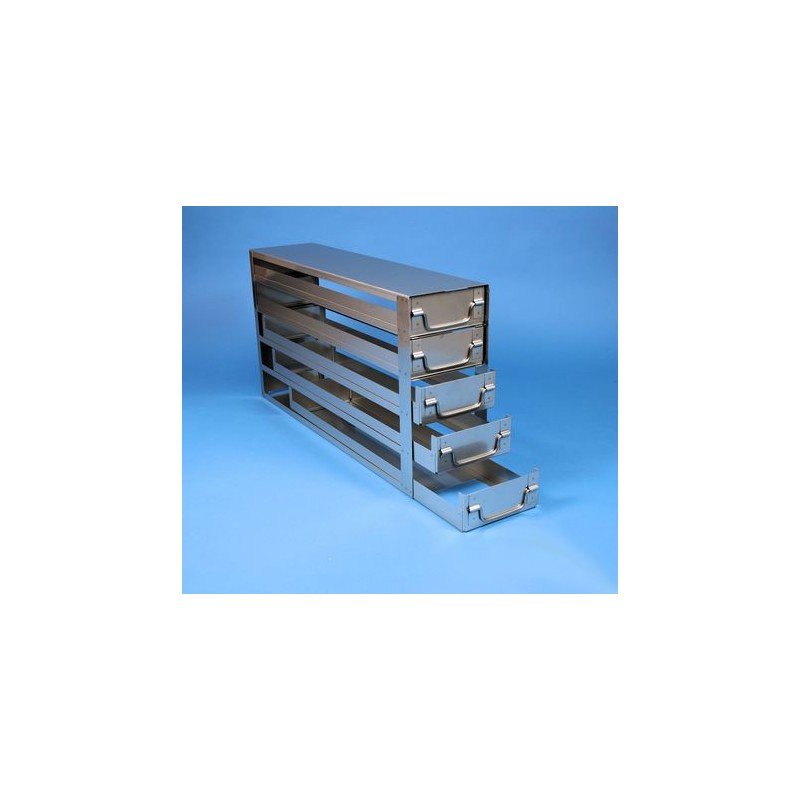 Rack a cassetti acciaio 5 cassetti x 4 box microt/vial 2ml&#45Dim 140x549x288 (LxPxH)