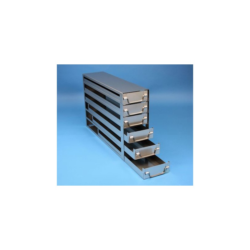 Rack a cassetti acciaio 6 cassetti x 4 box microt/vial 2ml&#45Dim 140x549x346 (LxPxH)