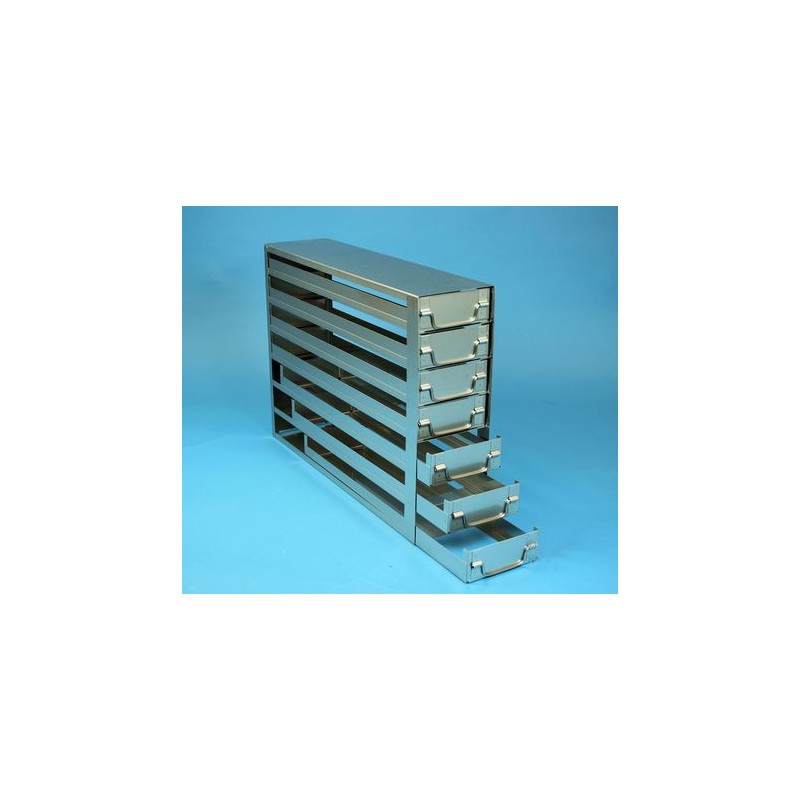 Rack a cassetti acciaio 7 cassetti x 4 box microt/vial 2ml&#45Dim 140x549x403 (LxPxH)