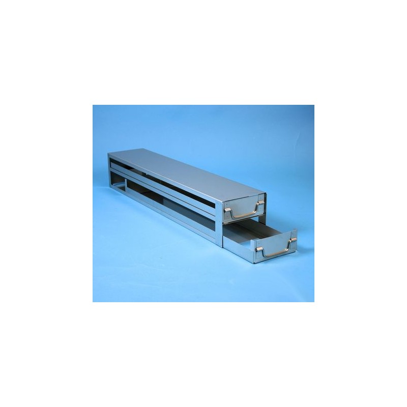 Rack a cassetti acciaio 2 cassetti x 5 box microt/vial 2ml&#45Dim 140x682x116 (LxPxH)