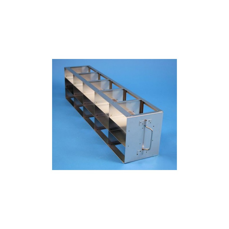 Rack orizzontale acciaio griglia 5x3 (orizz / vert) 15 box per microt/vial 2ml&#44 &#45Dim. 139x685x169mm