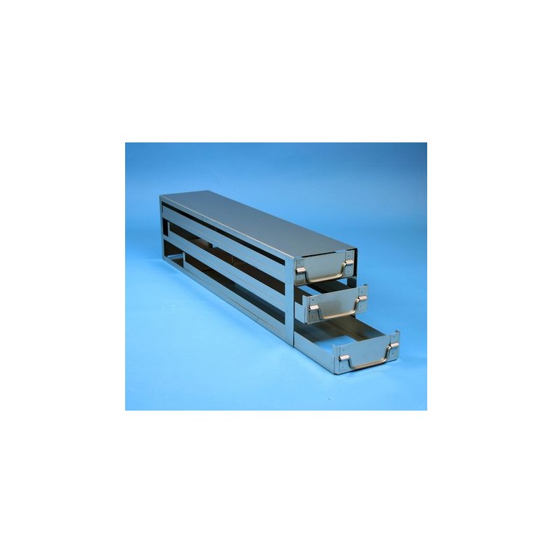 Rack a cassetti acciaio 3 cassetti x 5 box microt/vial 2ml&#45Dim 140x682x173 (LxPxH)