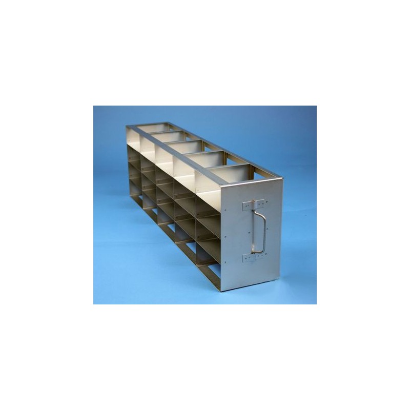 Rack orizzontale acciaio griglia 5x4 (orizz / vert) 20 box per microt/vial 2ml&#44 &#45Dim. 139x685x224mm