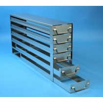 Rack a cassetti acciaio 6 cassetti x 5 box microt/vial 2ml&#45stop sic &#45Dim 140x700x367 (LxPxH)