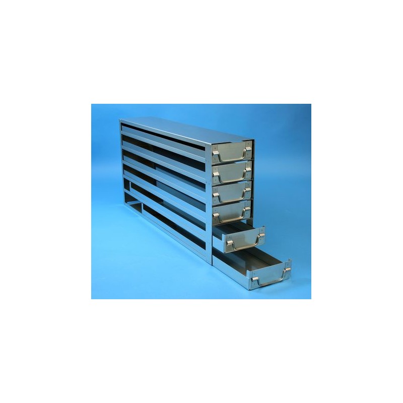 Rack a cassetti acciaio 6 cassetti x 5 box microt/vial 2ml&#45Dim 140x700x367 (LxPxH)