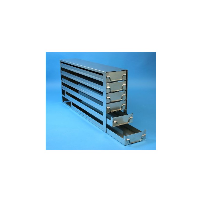 Rack a cassetti acciaio 6 cassetti x 5 box microt/vial 2ml&#45Dim 140x682x346 (LxPxH)
