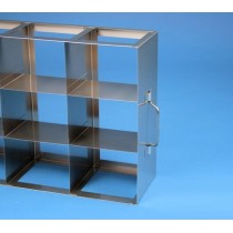 Rack orizzontale acciaio griglia 3x3 (orizz / vert) 9 box per vial 5ml&#44 &#45Dim. 139x414x301mm