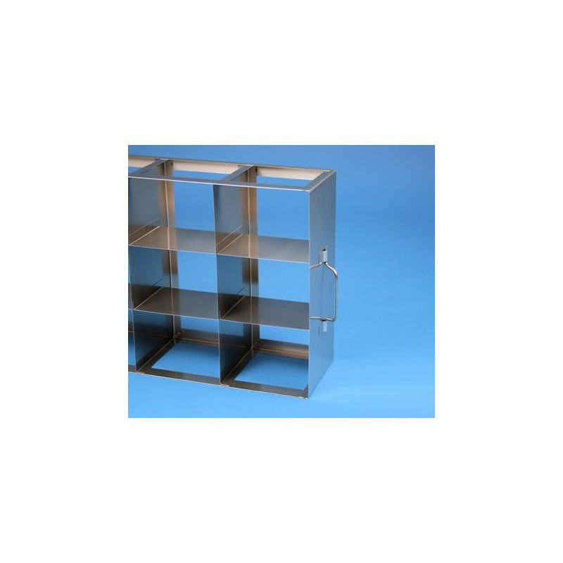 Rack orizzontale acciaio griglia 3x3 (orizz / vert) 9 box per vial 5ml&#44 &#45Dim. 139x414x301mm
