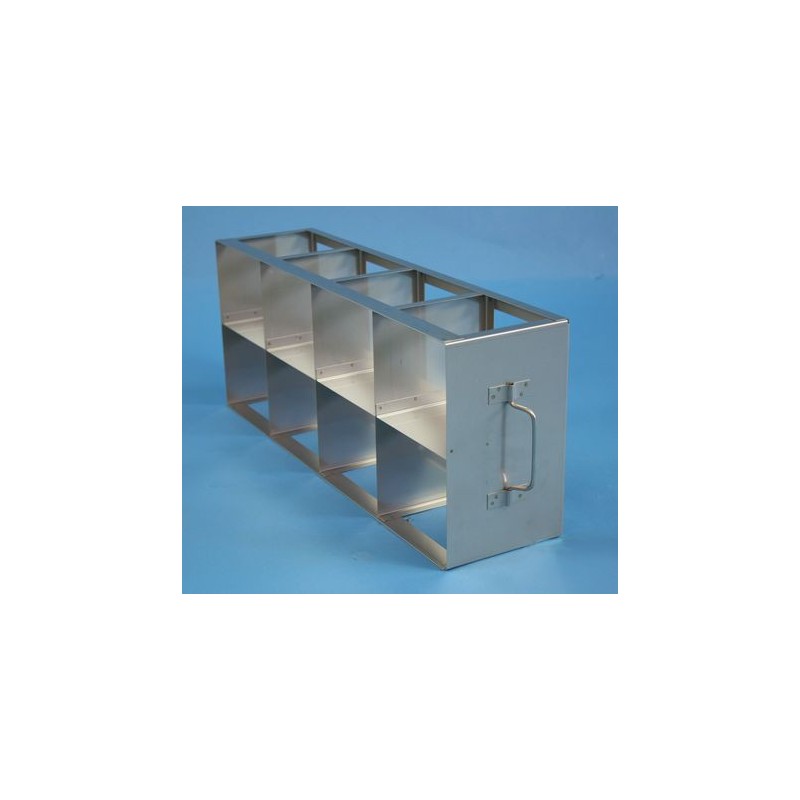 Rack orizzontale acciaio griglia 4x2 (orizz / vert) 8 box per vial 5ml&#44 &#45Dim. 139x549x202mm