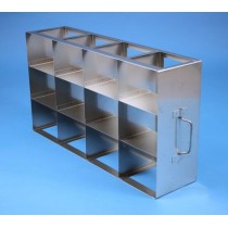 Rack orizzontale acciaio griglia 4x3 (orizz / vert) 12 box per vial 5ml&#44 &#45Dim. 139x549x301mm