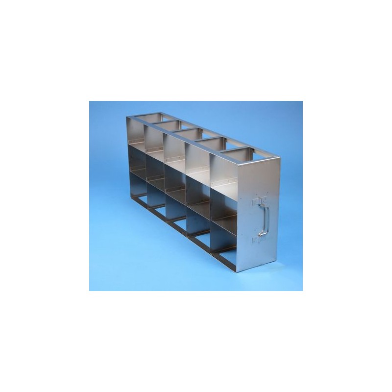 Rack orizzontale acciaio griglia 5x3 (orizz / vert) 15 box per vial 5ml&#44 &#45Dim. 139x685x301mm