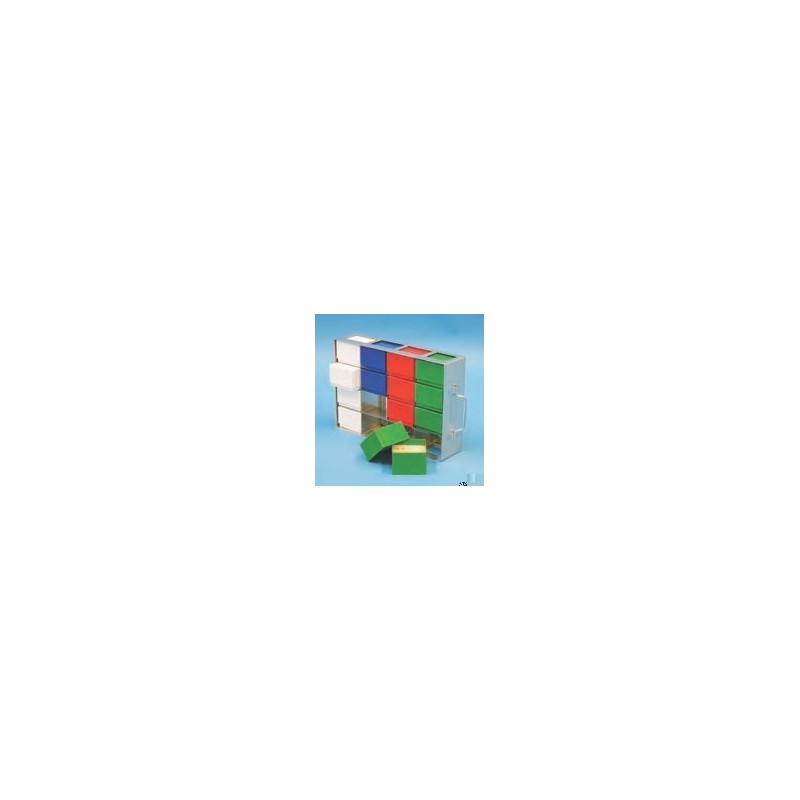 Rack orizzontale acciaio griglia 6x5 (orizz / vert) 30 (cryo) box per vial 2ml&#44 &#45Dim. 82x484x279mm