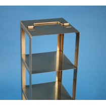 Rack a colonna acciaio inox &#45 2 posti box per provette tipo Falcon. Dim. 153x153x266mm