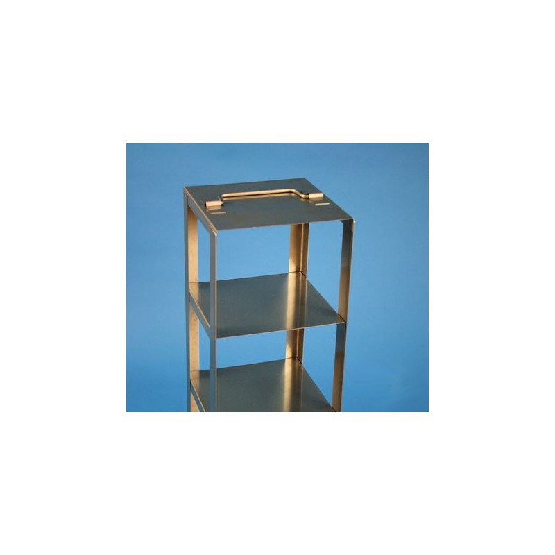 Rack a colonna acciaio inox &#45 2 posti box per provette tipo Falcon. Dim. 153x153x266mm