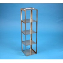 Rack a colonna acciaio inox &#45 4 posti box per provette tipo Falcon. Dim. 153x153x526mm