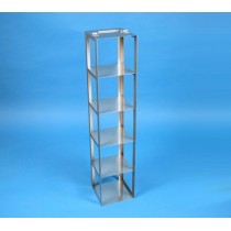 Rack a colonna acciaio inox &#45 5 posti box per provette tipo Falcon. Dim. 153x153x656mm