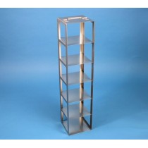 Rack a colonna acciaio inox &#45 6 posti box per provette tipo Falcon. Dim. 153x153x786mm