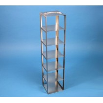 Rack a colonna acciaio inox &#45 6 posti box per provette tipo Falcon. Dim. 127x127x786mm