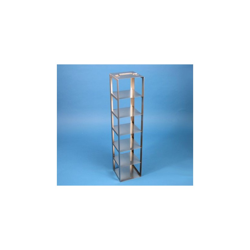 Rack a colonna acciaio inox &#45 6 posti box per provette tipo Falcon. Dim. 127x127x786mm