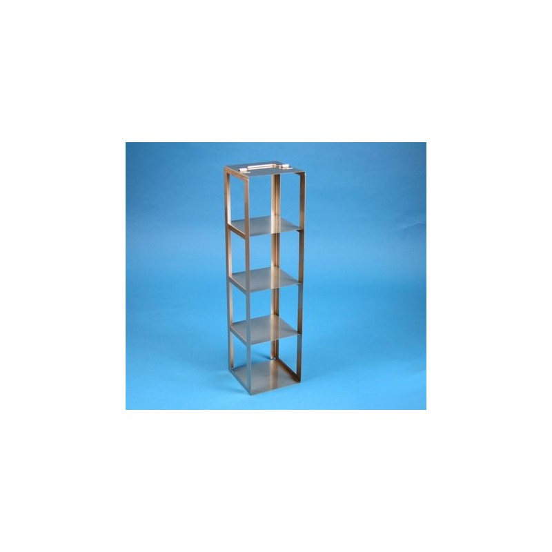Rack a colonna acciaio inox &#45 4 posti box per provette tipo Falcon. Dim. 138x138x528mm