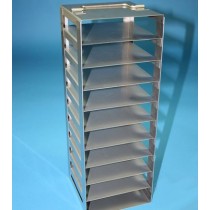 Rack a colonna acciaio inox &#45 10 posti box per provette PCR da 0.2ml. Dim. 138x138x351