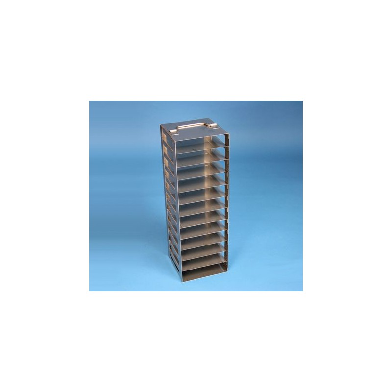 Rack a colonna acciaio inox &#45 12 posti box per provette PCR da 0.2ml. Dim. 138x138x420