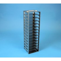 Rack a colonna acciaio inox &#45 14 posti box per provette PCR da 0.2ml. Dim. 138x138x489