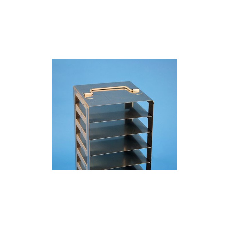Rack a colonna acciaio inox &#45 16 posti box per provette PCR da 0.2ml. Dim. 138x138x558
