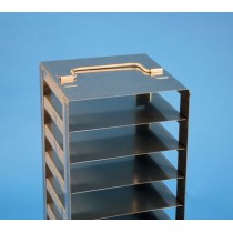 Rack a colonna acciaio inox &#45 18 posti box per provette PCR da 0.2ml. Dim. 138x138x627