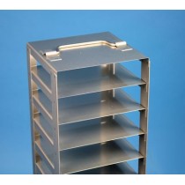 Rack a colonna acciaio inox &#45 10 posti box per microtubi da 0.5ml. Dim. 138x138x401